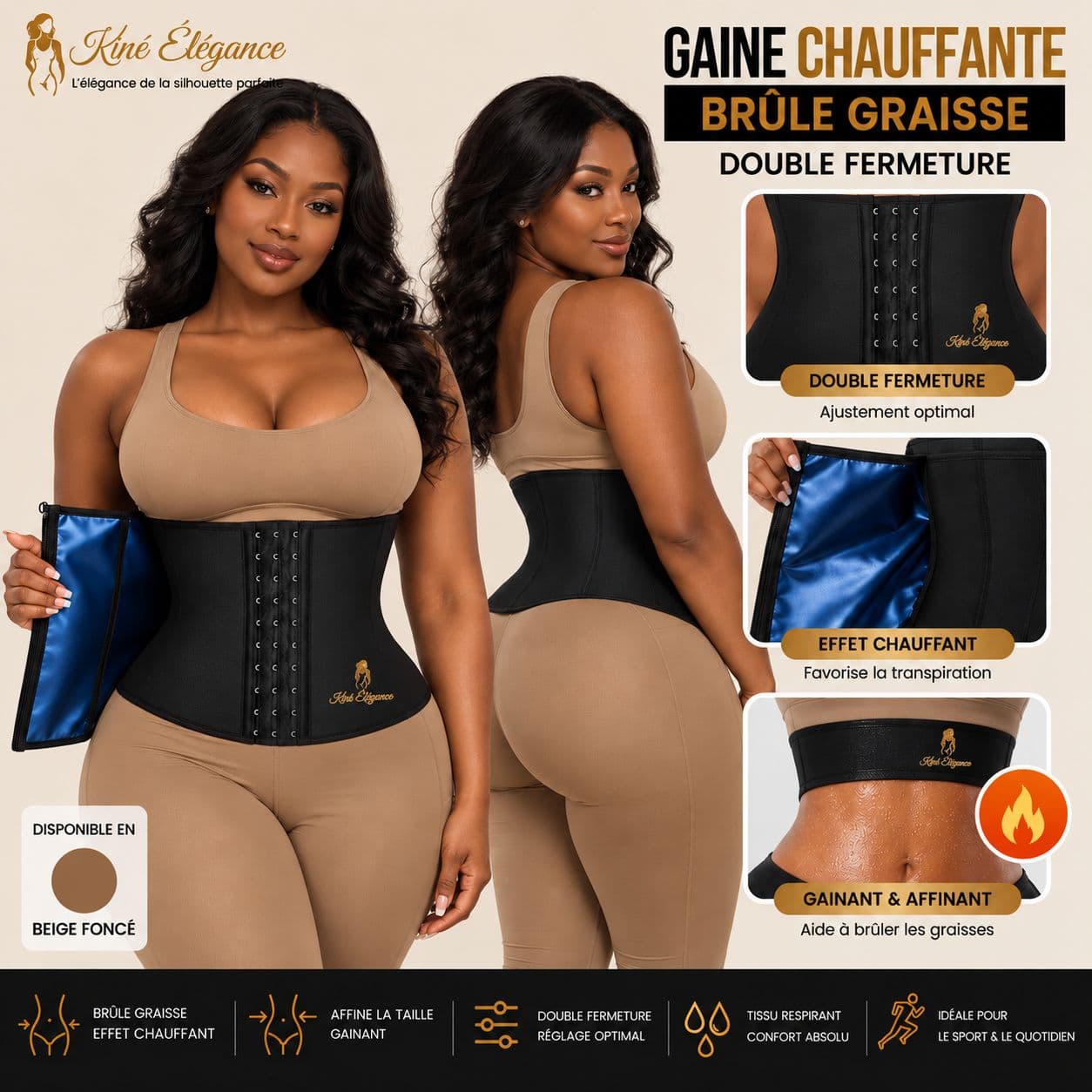 GAINE CHAUFFANTE BRÛLE-GRAISSE – DOUBLE FERMETURE
